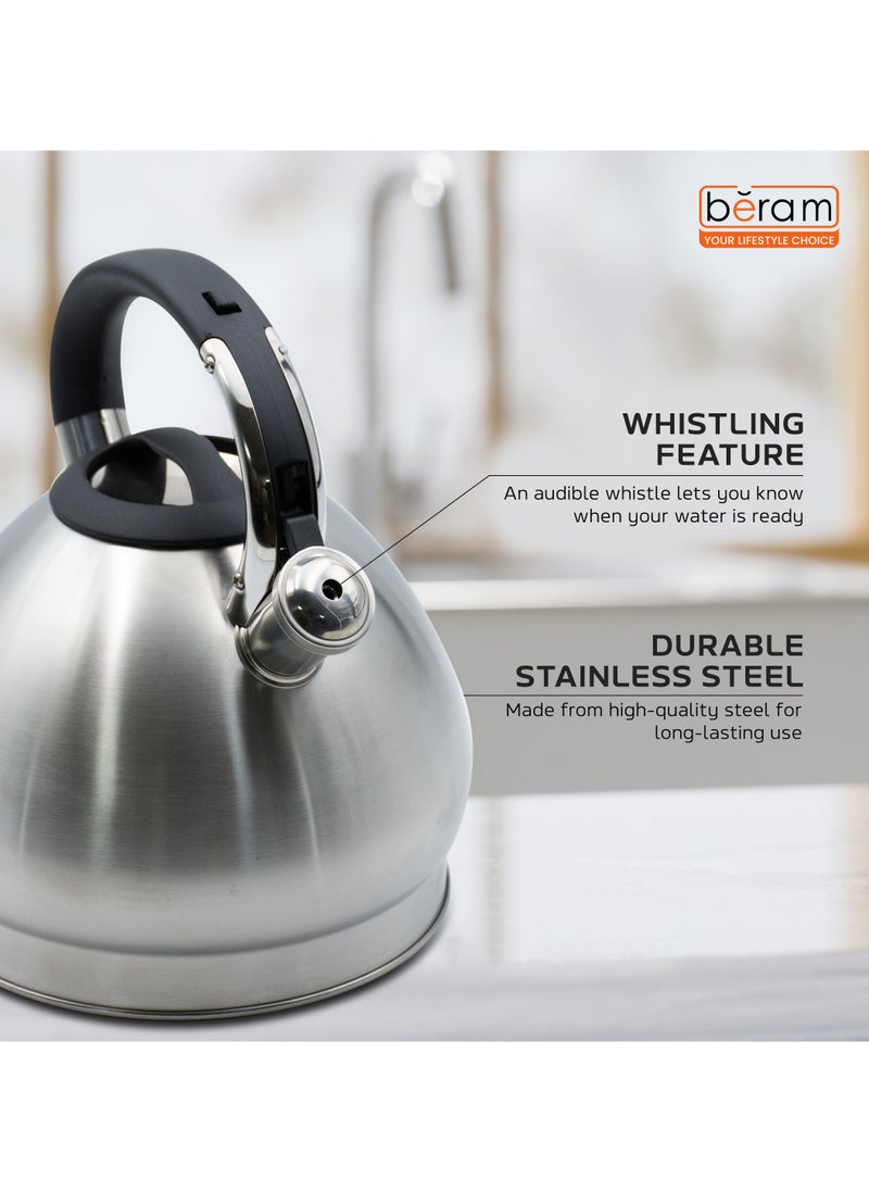 HausRoland - Whistling Kettle, 5L Stainless Steel Tea Kettle, Teapot, Heat Resistant Handle, Ergonomic Pouring Spout, Compatible with Gas, Electric, Hot Plate, Halogen, Ceramic Tops, Kitchen Utensils - Image 1