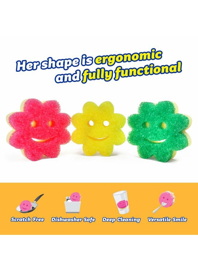 Scrub Daddy Sponge Set - Scrub Mommy Power Flower Dual- Sided Sponge and Scrubber - Non Scratch Sponge for Dishes and Home, Odor Resistant, Firm in Cold Water Soft in Warm, Multi-Surface 3 ct - Image 3