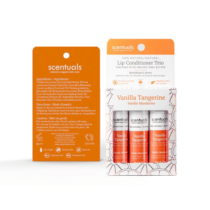 Scentuals Lip Balm Vanilla Tangerine Set of 3, Made with Shea Butter, Cocoa Butter, Avocado & Jojoba oil, Beeswax, Vitamin E and Essential oil, Moisturizing Lip Care, Cruelty Free Hydration, Natural (3 Pack) - Image 5