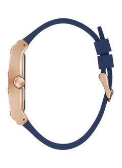 GUESS ساعة جيس للرجال بإطار ذهبي وردي وجلد أصلي أزرق GW0202G4  - Image 2
