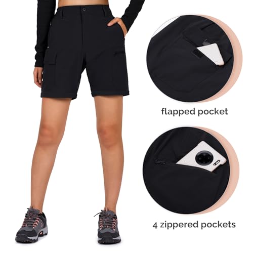 Cycorld Women's-Hiking-Pants-Convertible Quick-Dry-Stretch-Lightweight Zip-Off Outdoor Pants with 5 Deep Pockets (Black, XX-Large) - Image 5