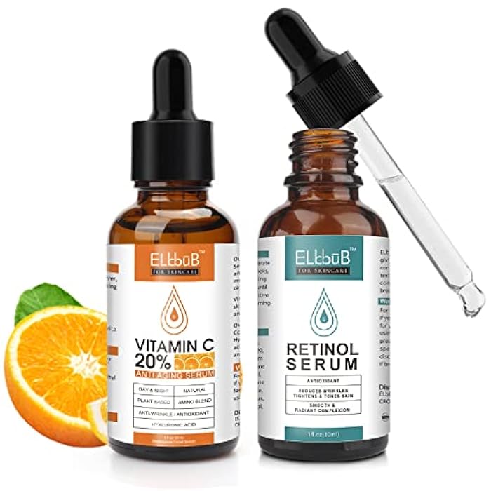 ELBBUB Day-Night Anti Aging Vitamin C Serum Retinol Serum For Face with Retinol & Amino Acids - Boost Skin Collagen,Hydrate & Plump Skin Facial Serum - Image 1
