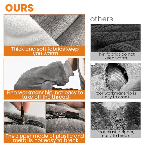 SLEPZON Blanket Hoodie | Oversized Wearable Blanket - Deep Pockets, Comfy Sleeves, Front Zipper - Deluxe Fleece Sweatshirt Blanket - Grey - Image 3