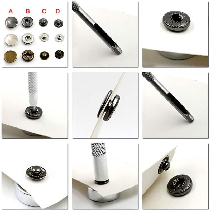 Round metal copper buckles, clothing mother and child buttons, luggage hardware accessories (including installation tools and storage boxes, multi-size and multi-color optional, copper buttons) - Image 5