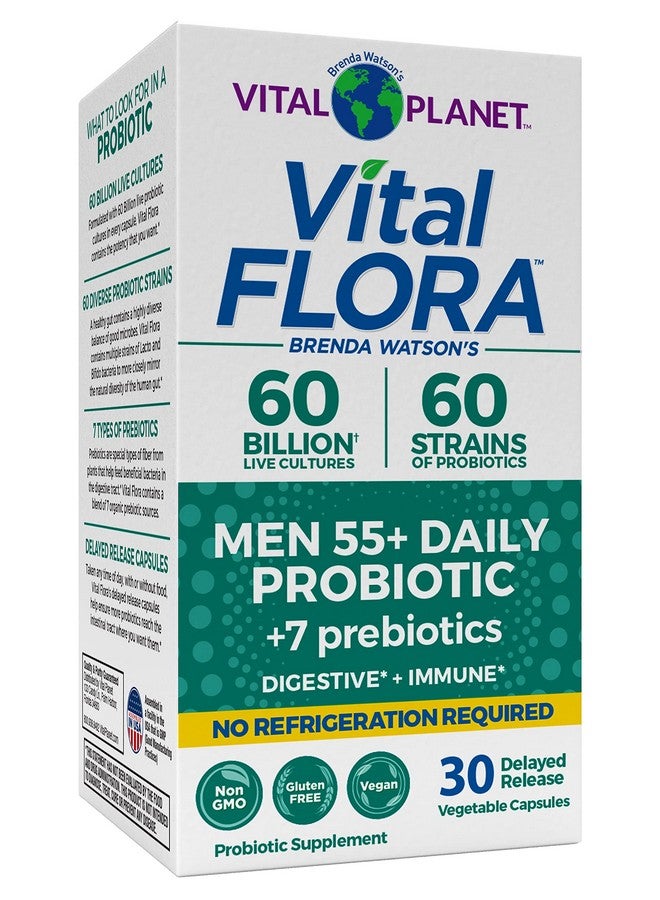 Vital Planet Vital Flora Men 55+ Daily Shelf Stable Probiotic 60 Billion Digestive Support Probiotics For Men With Prebiotic Fiber 30 Capsule - Image 1