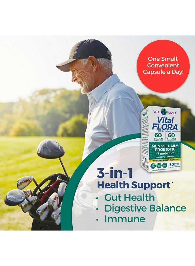 Vital Planet Vital Flora Men 55+ Daily Shelf Stable Probiotic 60 Billion Digestive Support Probiotics For Men With Prebiotic Fiber 30 Capsule - Image 3