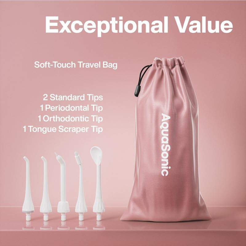 Aquasonic Water Flosser - Cordless Rechargeable Water Flossers for Teeth Cleaning - Waterproof Aqua Flosser, Portable Oral Irrigator for Dental Cleaning with 5 Jet Tips – Braces Home Travel - Image 4