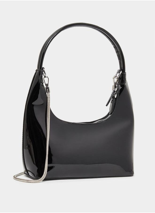 Styli Faux Leather Shoulder Bag with Zip Closure & Chain Strap  - Image 1