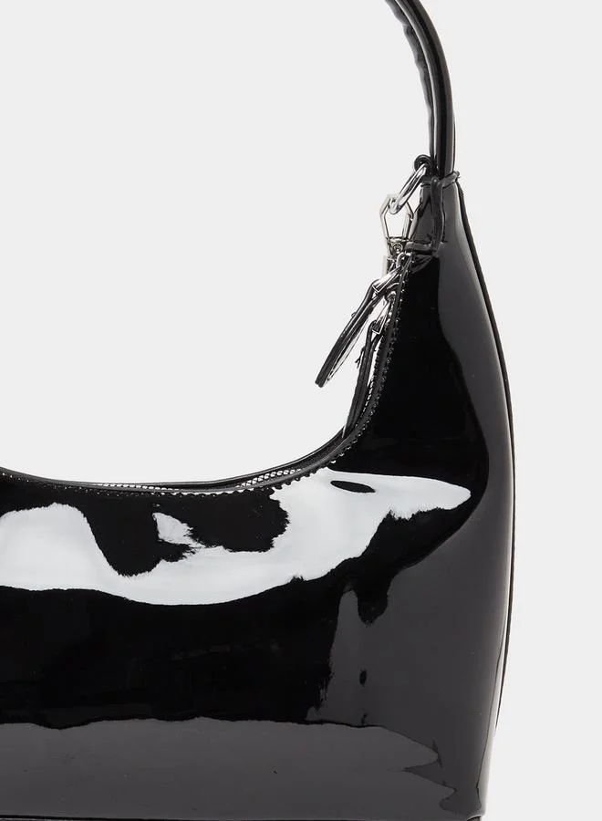 Styli Faux Leather Shoulder Bag with Zip Closure & Chain Strap