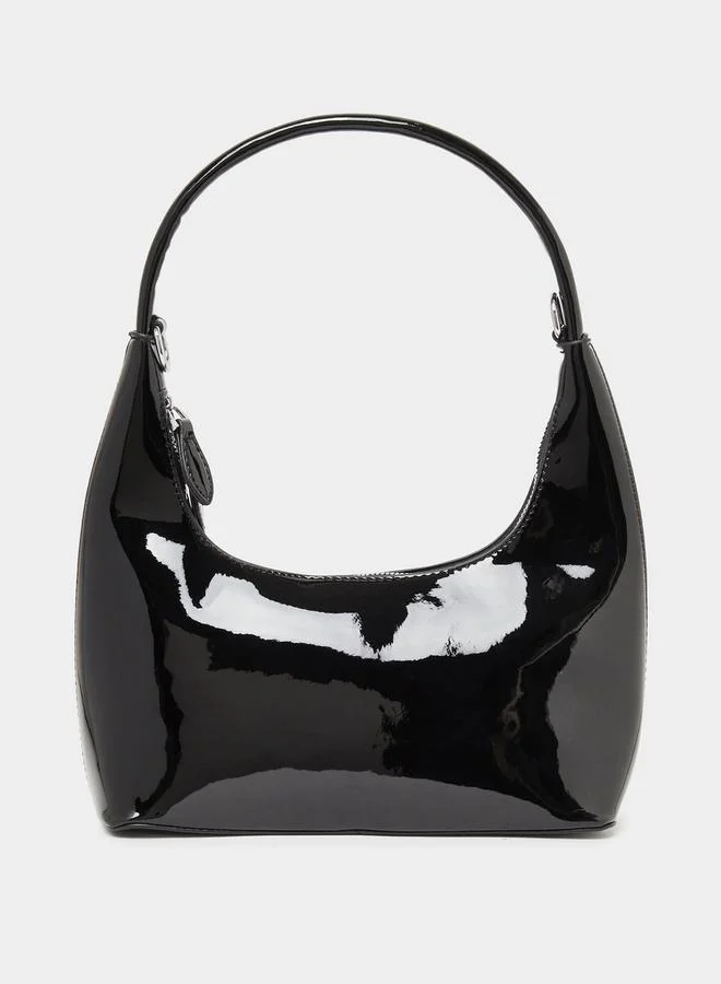 Styli Faux Leather Shoulder Bag with Zip Closure & Chain Strap