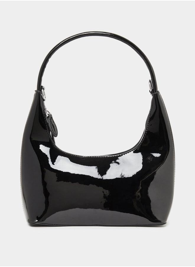 Styli Faux Leather Shoulder Bag with Zip Closure & Chain Strap  - Image 4