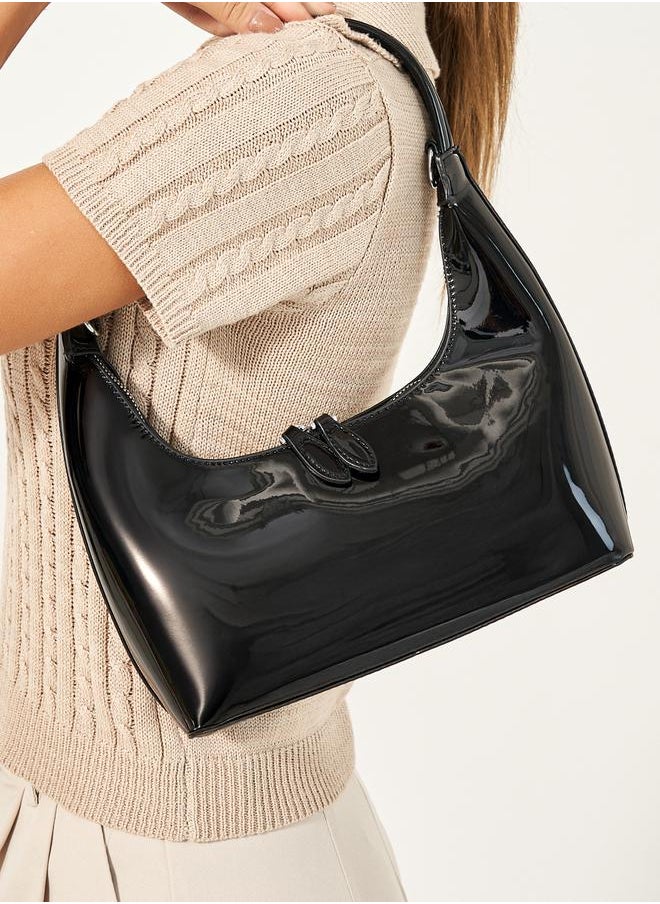 Styli Faux Leather Shoulder Bag with Zip Closure & Chain Strap  - Image 2