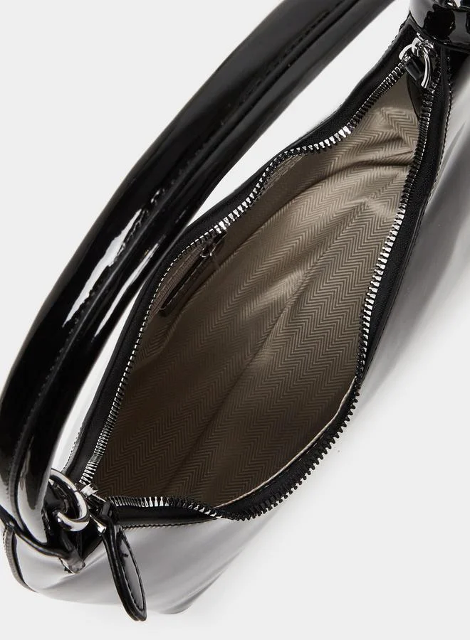 Styli Faux Leather Shoulder Bag with Zip Closure & Chain Strap