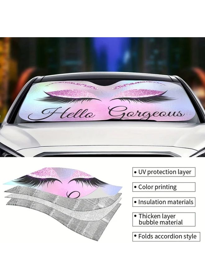 Beauty Glitter Eyelash Car Sunshade Easy Install Windshield UV Protection for Vehicles - Image 4