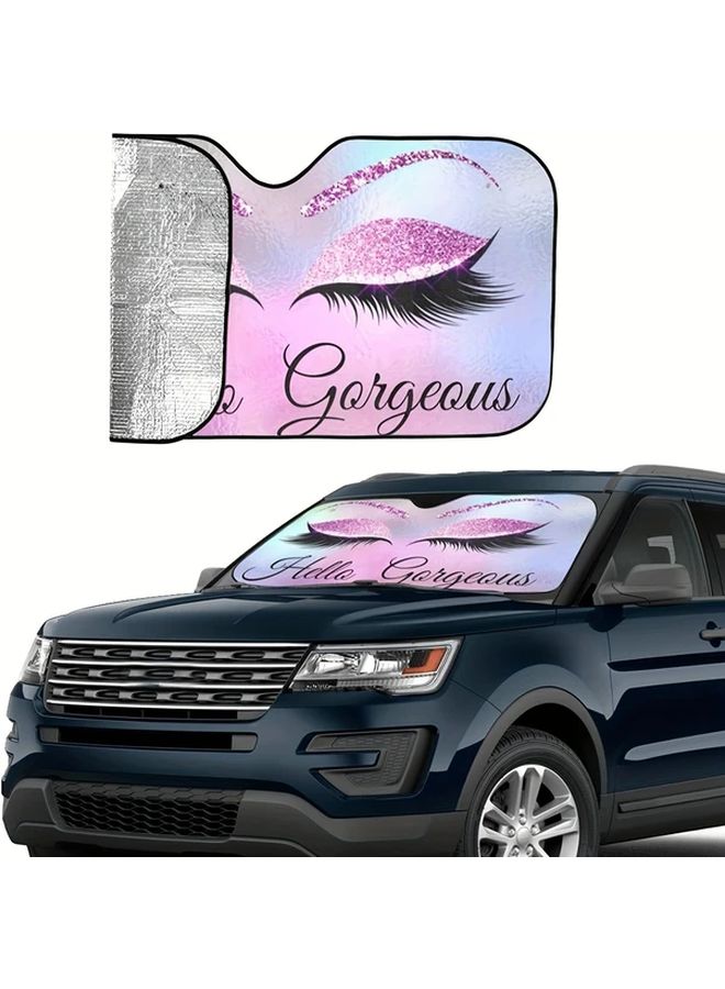 Beauty Glitter Eyelash Car Sunshade Easy Install Windshield UV Protection for Vehicles - Image 1
