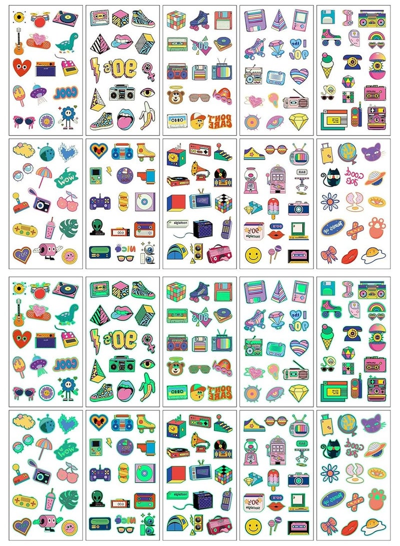 قوس قزح أورينبو 10 أوراق وشم مؤقتة لطيفة للأطفال والمراهقين والبالغين تتوهج في الظلام لوازم حفلات ريترو لهدايا الحفلات وديكورات حفلات الديسكو وجوائز المدرسة وكرنفال رمضان - Image 2