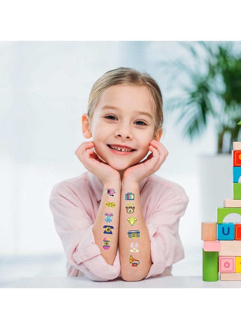 قوس قزح أورينبو 10 أوراق وشم مؤقتة لطيفة للأطفال والمراهقين والبالغين تتوهج في الظلام لوازم حفلات ريترو لهدايا الحفلات وديكورات حفلات الديسكو وجوائز المدرسة وكرنفال رمضان - Image 3