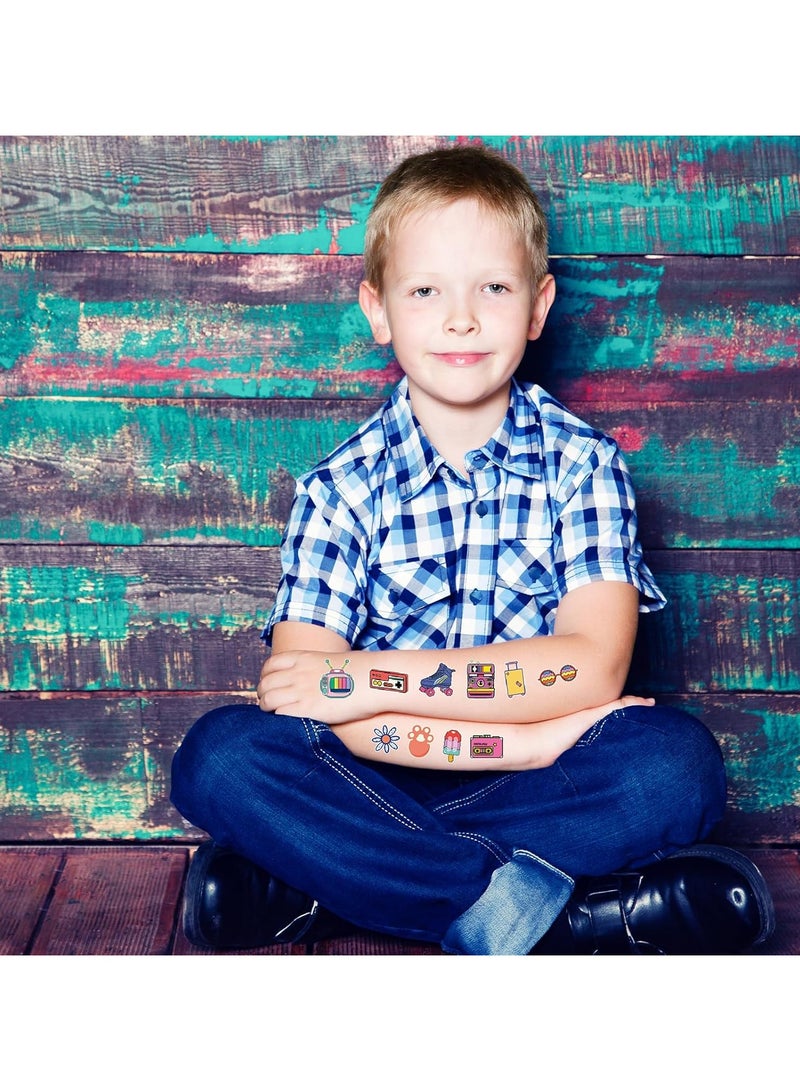 قوس قزح أورينبو 10 أوراق وشم مؤقتة لطيفة للأطفال والمراهقين والبالغين تتوهج في الظلام لوازم حفلات ريترو لهدايا الحفلات وديكورات حفلات الديسكو وجوائز المدرسة وكرنفال رمضان - Image 5