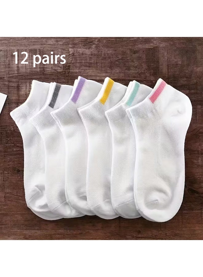 Zeemey Women's Embroidered Socks 12 Pairs Set - Comfortable and Breathable Short Socks - Perfect for Daily Wear and Anti-Slip Toe Protection - Image 2
