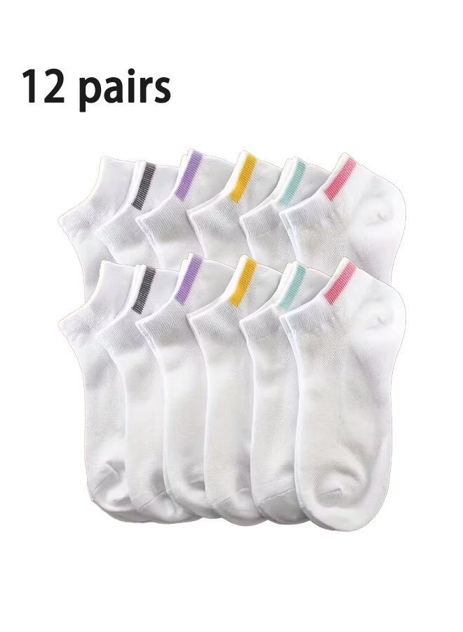 Zeemey Women's Embroidered Socks 12 Pairs Set - Comfortable and Breathable Short Socks - Perfect for Daily Wear and Anti-Slip Toe Protection - Image 1