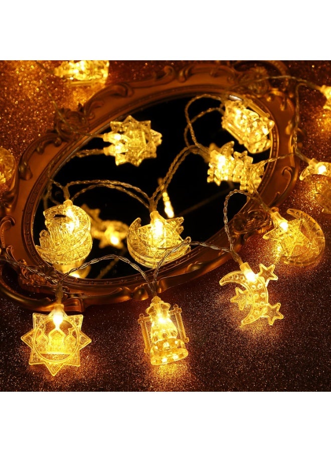 JOSQUEWNN 3meter String Lights 20LEDS Moon Star Ramadan, Battery Operated Eid Mubarak Fairy Lights for Ramadan Decoration Eid Decorative Lights (Warm White) - Image 3