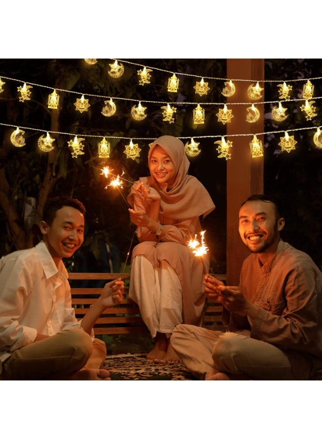 JOSQUEWNN 3meter String Lights 20LEDS Moon Star Ramadan, Battery Operated Eid Mubarak Fairy Lights for Ramadan Decoration Eid Decorative Lights (Warm White) - Image 4