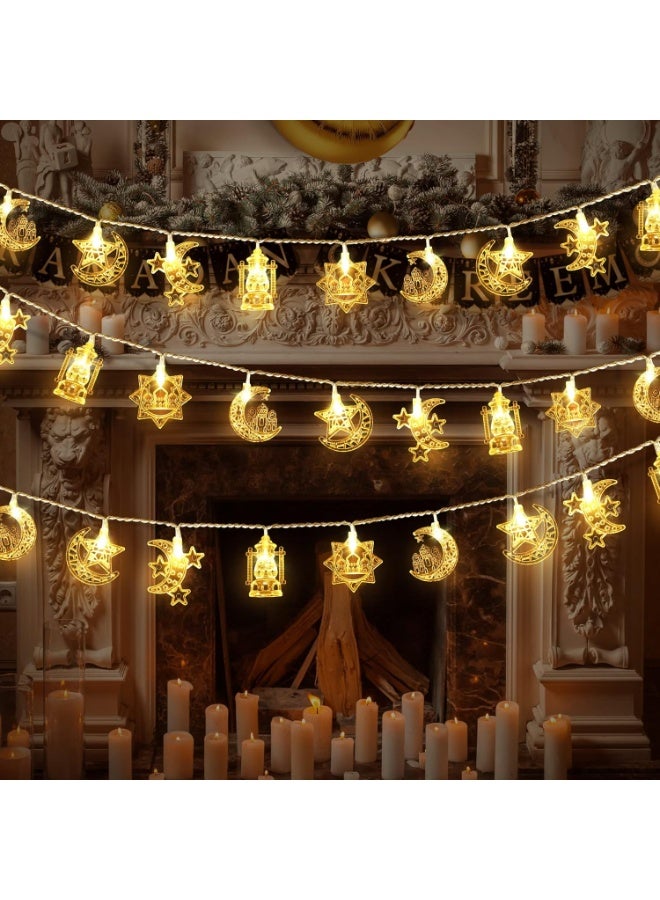 JOSQUEWNN 3meter String Lights 20LEDS Moon Star Ramadan, Battery Operated Eid Mubarak Fairy Lights for Ramadan Decoration Eid Decorative Lights (Warm White) - Image 5