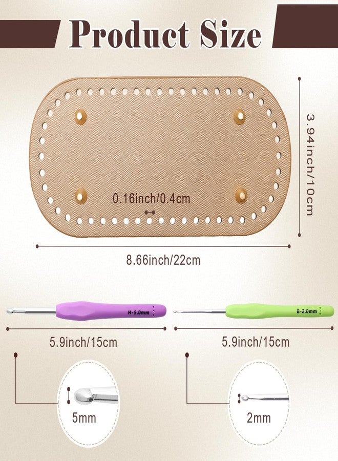 Coitak 4 PCS Bag Bases for Crochet with 2 PCS Crochet Hook, 4 Colors Leather Purse Bottoms for Crocheting, Long Oval Purse Making Supplies with Holes for DIY Crochet Bag - Image 2