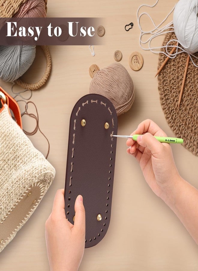 Coitak 4 PCS Bag Bases for Crochet with 2 PCS Crochet Hook, 4 Colors Leather Purse Bottoms for Crocheting, Long Oval Purse Making Supplies with Holes for DIY Crochet Bag - Image 5