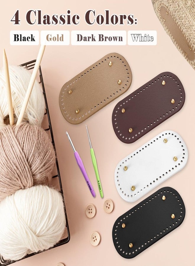 Coitak 4 PCS Bag Bases for Crochet with 2 PCS Crochet Hook, 4 Colors Leather Purse Bottoms for Crocheting, Long Oval Purse Making Supplies with Holes for DIY Crochet Bag - Image 4
