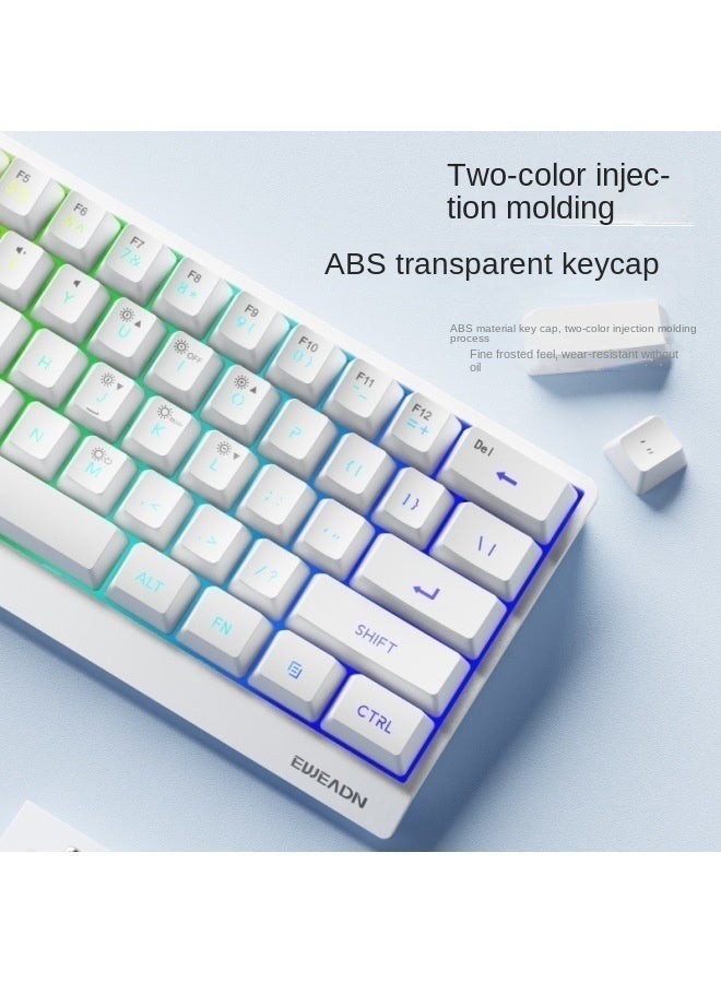 Eweadn F61 white wired keyboard special small portable mechanical feel bluetooth keyboard office keyboard - Image 1