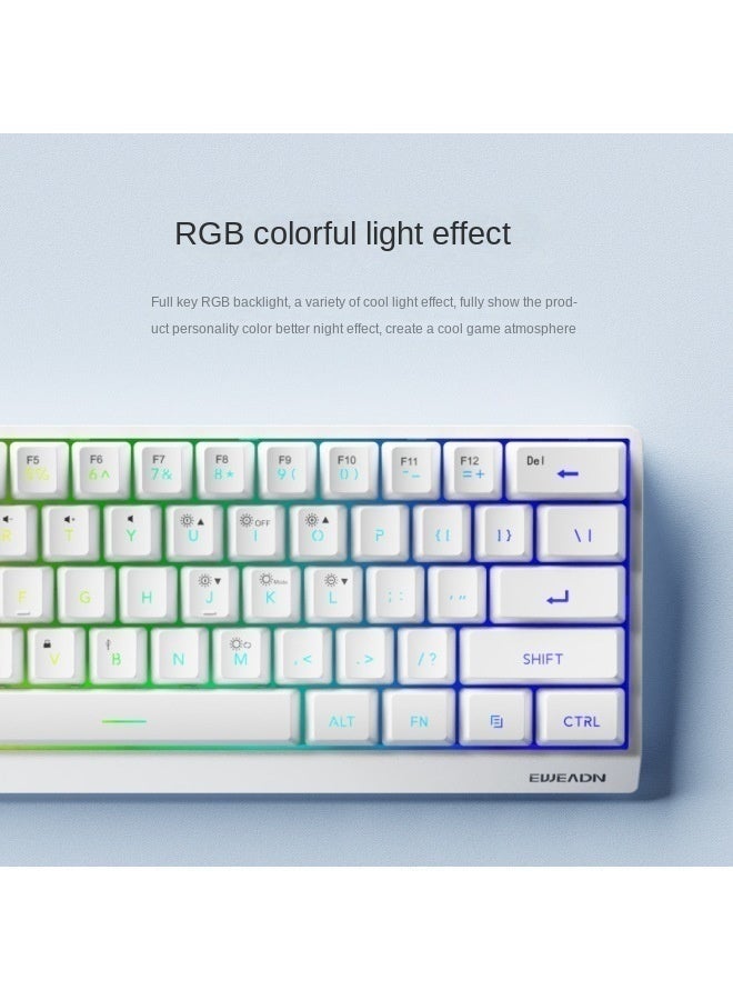 Eweadn F61 white wired keyboard special small portable mechanical feel bluetooth keyboard office keyboard - Image 2