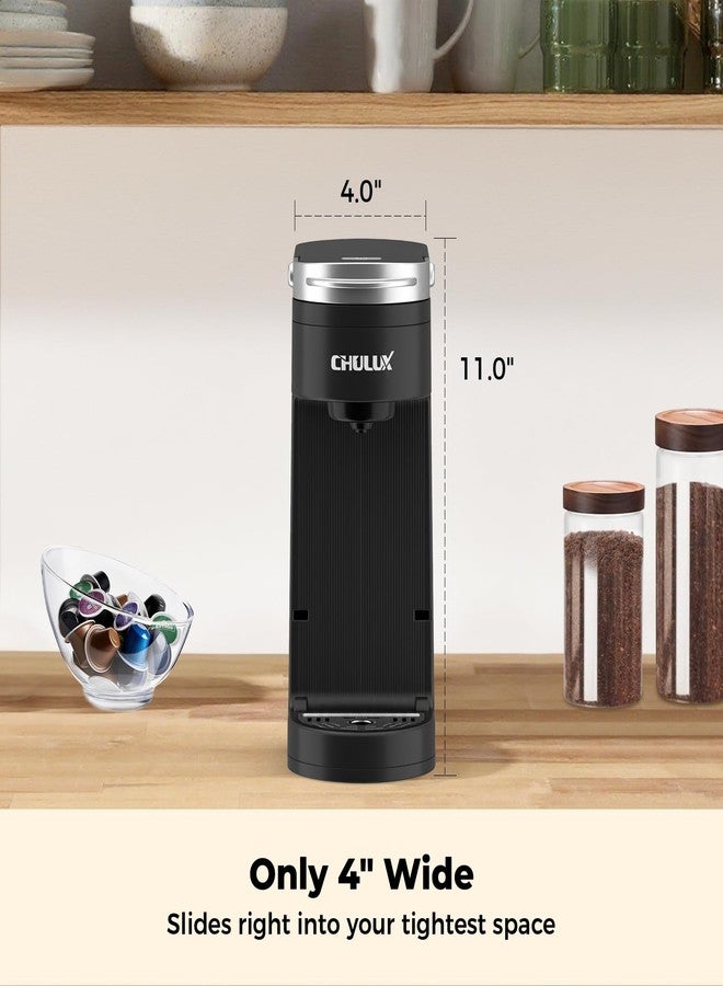 CHULUX Slim Single Serve Coffee Maker for K Cup Pod, Compact Portable Coffee Machine for Dorm, RV, Office and Travel, Matte Black - Image 5