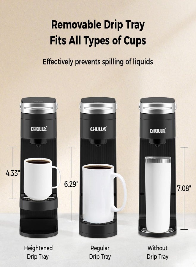 CHULUX Slim Single Serve Coffee Maker for K Cup Pod, Compact Portable Coffee Machine for Dorm, RV, Office and Travel, Matte Black - Image 2