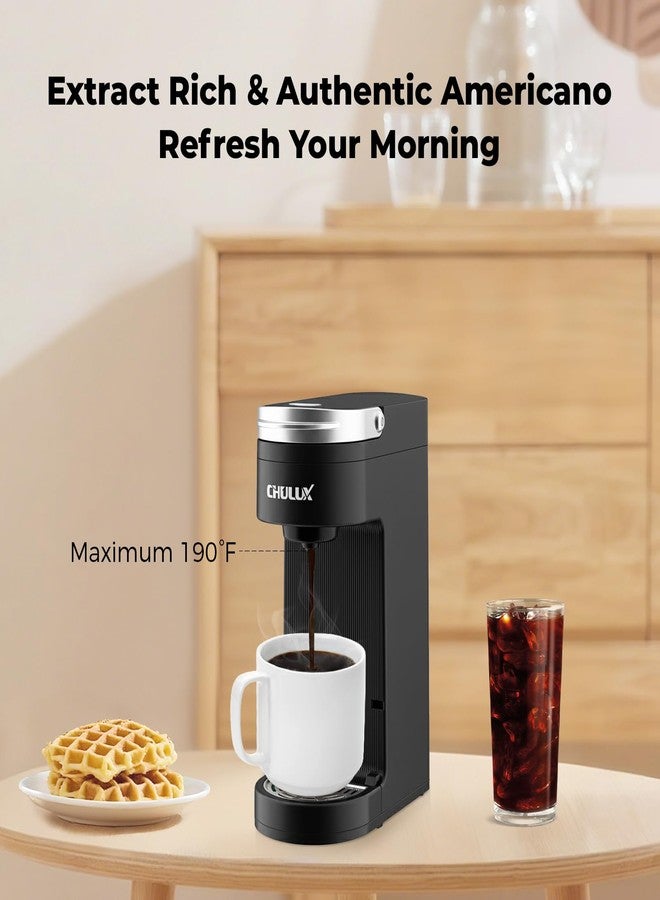 CHULUX Slim Single Serve Coffee Maker for K Cup Pod, Compact Portable Coffee Machine for Dorm, RV, Office and Travel, Matte Black - Image 3