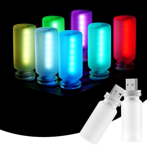 iFunyLED Car Interior USB LED Night Light Touchable Dimming with 13 Modes of Car Ambient Lighting Kit Frosted Glass Bottle Lamp Car Interior Accessories Suitable for Most Vehicles Pack of 2 - Image 1