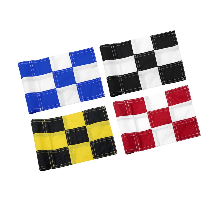 KINGTOP Checkered Golf Flag 8x6 Inch â€“ Mixed Color, 420D Nylon, Tube Inserted â€“ Mini Practice Putting Green Flags for Yard, 4-Pack - Image 1