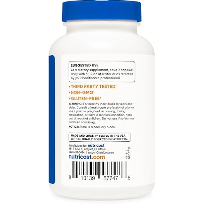 Nutricost L-Lysine + Monolaurin (1,200mg) 120 Capsules - L-Lysine HCI, Vegan, GMO-Free, Gluten-Free, 60 Servings - Image 4