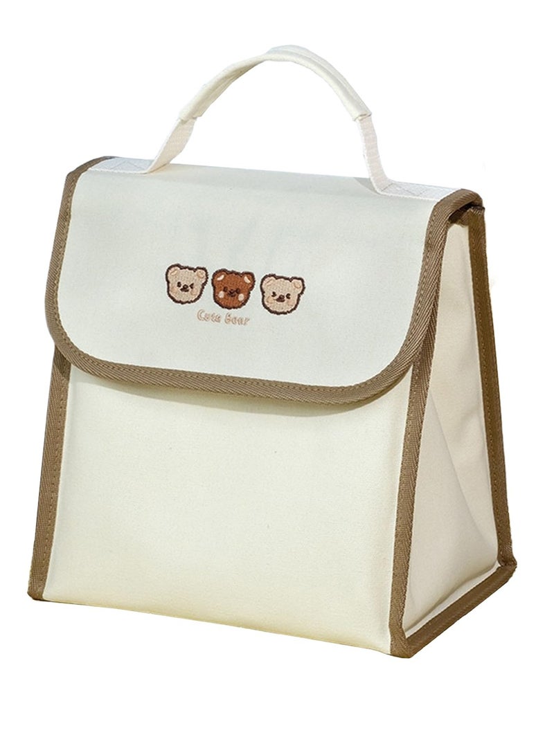 Stylish and roomy lunch bag set, perfect for work, school, picnics and travel, includes cutlery and insulated tote, three little bears - Image 1