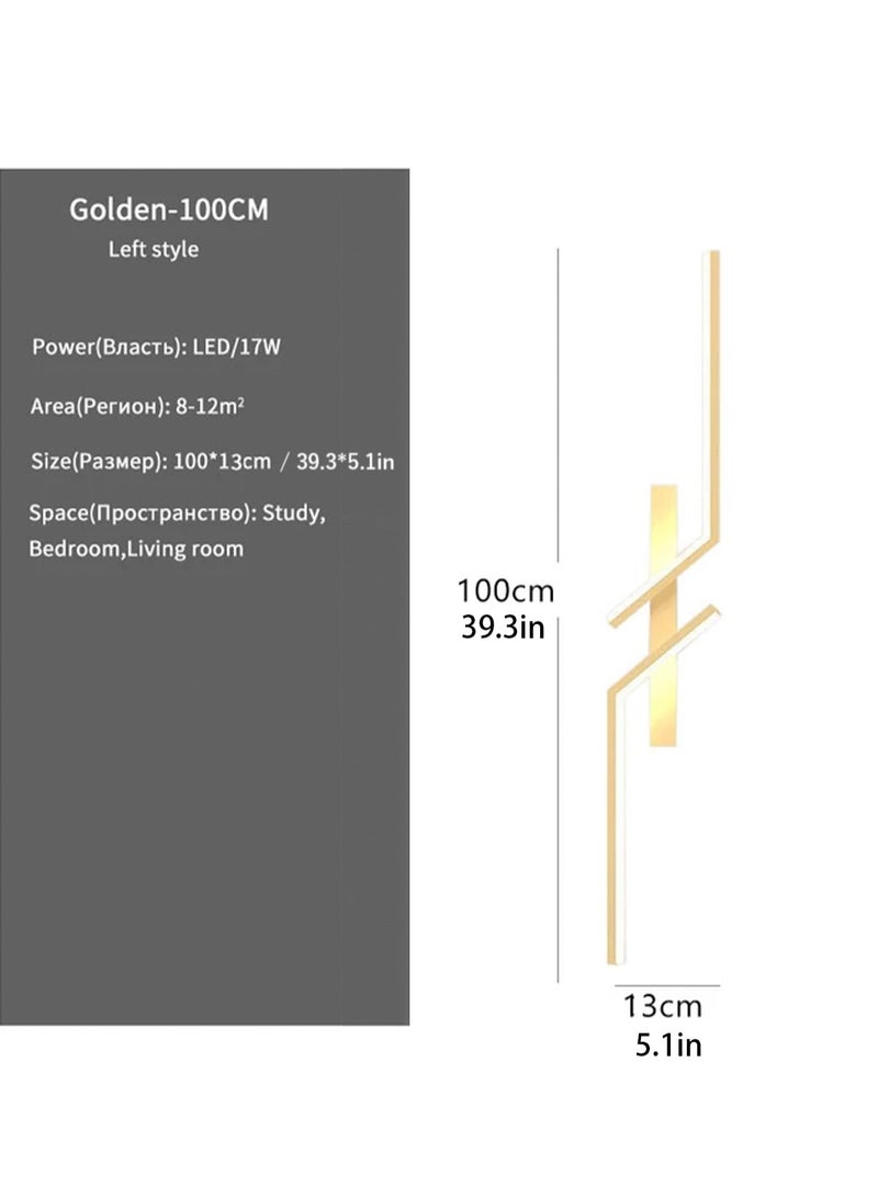 لوبيتيز ( الذهب ، 100 سم ، لون درجة الحرارة ) modern creative strip led wall lamp minimalist bedroom bedside wall scans led lights living room tv sofa background wall lamp  - Image 2