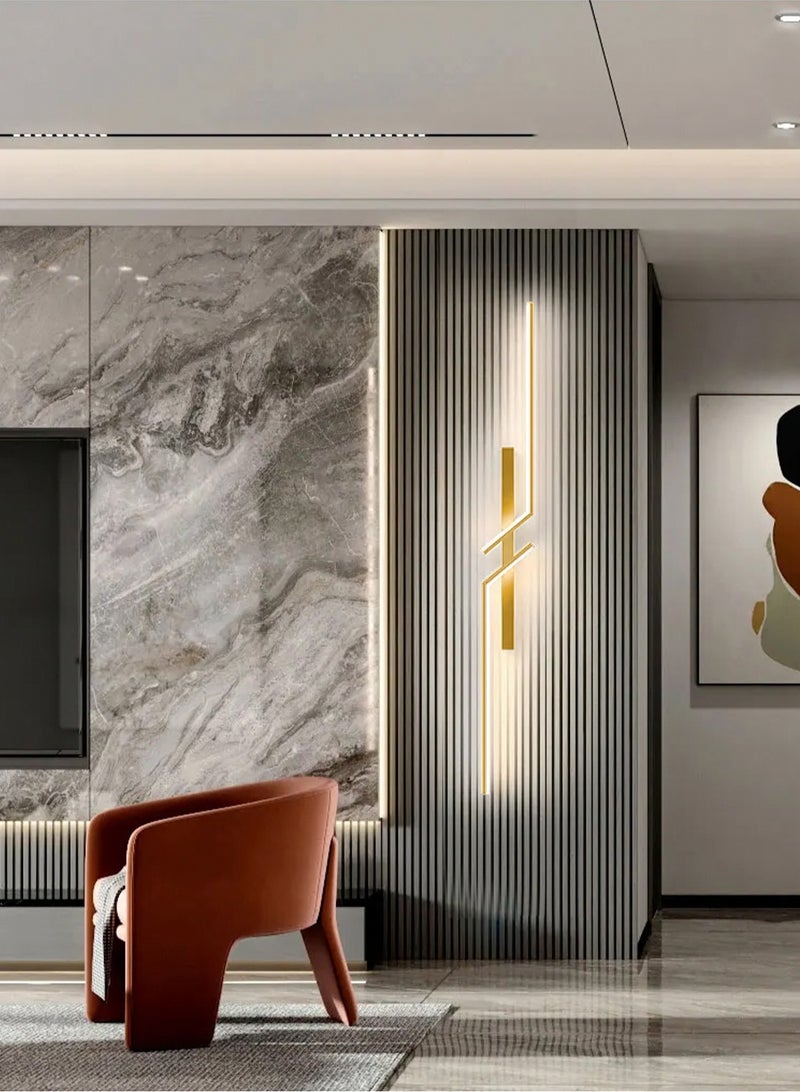 لوبيتيز ( الذهب ، 100 سم ، لون درجة الحرارة ) modern creative strip led wall lamp minimalist bedroom bedside wall scans led lights living room tv sofa background wall lamp  - Image 5