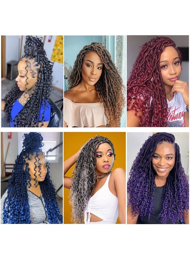YOROSTAR 8 Packs New Goddess Locs Crochet Hair 18 Inch River Curls Crochet Hair Boho Faux Locs Wavy Crochet Hair with Curly End Boho Style Synthetic Braid Hair for Black Women (#1B 18inch) - Image 5