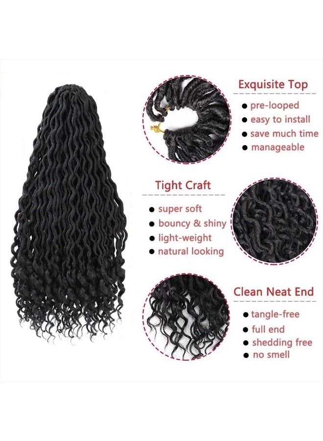 YOROSTAR 8 Packs New Goddess Locs Crochet Hair 18 Inch River Curls Crochet Hair Boho Faux Locs Wavy Crochet Hair with Curly End Boho Style Synthetic Braid Hair for Black Women (#1B 18inch) - Image 3