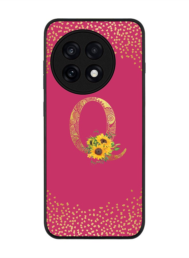 Stylizedd For OnePlus 13R / Ace 5 Pro Case,Slim fit Camera Protection, Shockproof Thin Phone cover  - Custom Floral Monogram - Q ( Deep Pink )