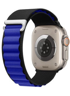 Tin Tech Compatible with Apple Watch Series Ultra/Ultra 2 Band 49mm, 45mm, 44mm, 42mm, Nylon Sport Loop Band for Apple Watch Ultra/SE 1/2/3/4/5/6/7/8,– Black blue