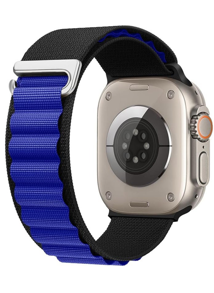 ten.tech - Tin Tech Compatible with Apple Watch Series Ultra/Ultra 2 Band 49mm, 45mm, 44mm, 42mm, Nylon Sport Loop Band for Apple Watch Ultra/SE 1/2/3/4/5/6/7/8,– Black blue - Image 1