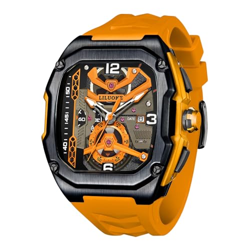 LILUOKE Mens Watches, Wrist Watches Luminous Design, Big Face Fashion Quartz Black Watch 30ATM, Casual Watch for Men Unique Gifts for Men (DT-LK9018G-01) - Image 1