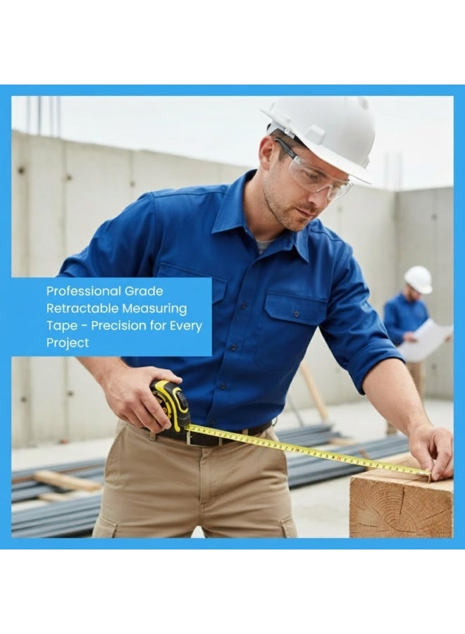 لوكاداه شريط قياس بقفل تلقائي، طوله 16 قدمًا (5 أمتار)، قابل للسحب من الجانب، بمقياس بوصة/متري، دقة متوسطة، مناسب للكهربائيين والنجارين والمساحين والمهندسين، مع غلاف مطاطي واقٍ. - Image 2