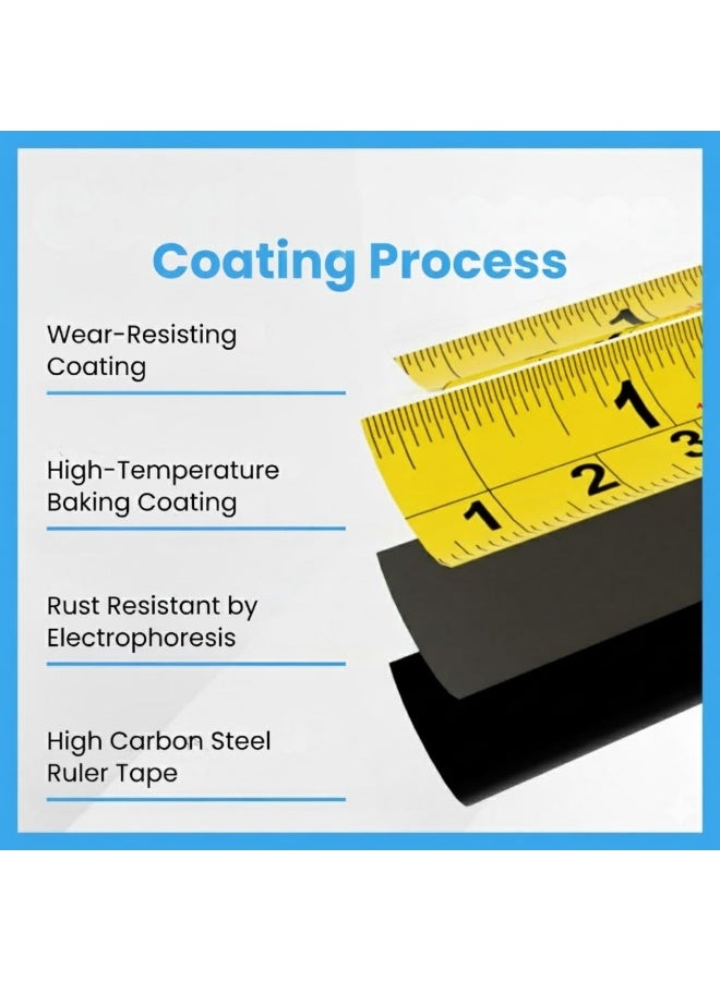 لوكاداه شريط قياس بقفل تلقائي، طوله 16 قدمًا (5 أمتار)، قابل للسحب من الجانب، بمقياس بوصة/متري، دقة متوسطة، مناسب للكهربائيين والنجارين والمساحين والمهندسين، مع غلاف مطاطي واقٍ. - Image 3