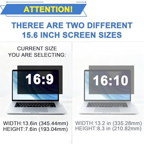 Halloive 4-Way Laptop Privacy Screen Shield 15.6 Inch, Removable 16:9 Aspect 360° Privacy Filter Screen Protector for 15.6 Inch Laptop Computer, Anti Glare Blue Light Slide Mount Tabs Cover for Generic Laptop - Image 3